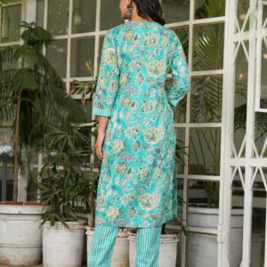 Women Floral Viking Printed Pure Cotton Kurta with Trousers & Dupatta