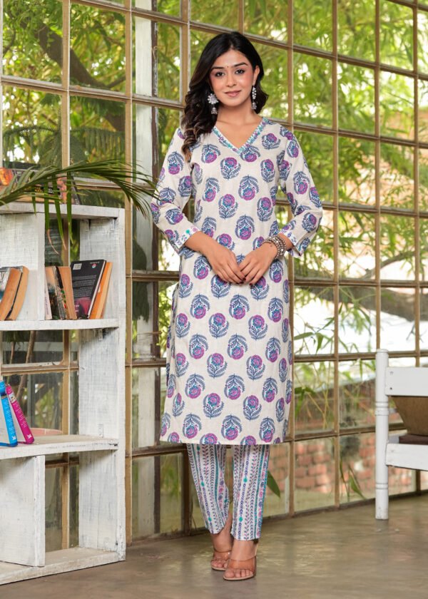 Women Hopbush Floral Printed Pure Cotton Kurta with Trousers & Dupatta