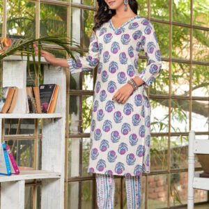 Women Hopbush Floral Printed Pure Cotton Kurta with Trousers & Dupatta