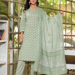 Women Floral Clay Ash Printed Pure Cotton Kurta with Trousers & Dupatta