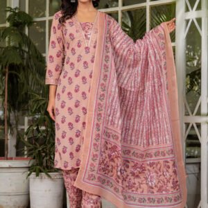 Cameo Floral Embroidered Kurta With Pant & Dupatta