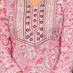 Women Floral Beauty Bush Printed Pure Cotton Kurta with Trousers & Dupatta